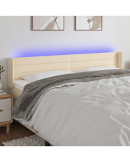 Tête de lit à LED Crème 163x16x78/88 cm Tissu | Mobilier & Déco