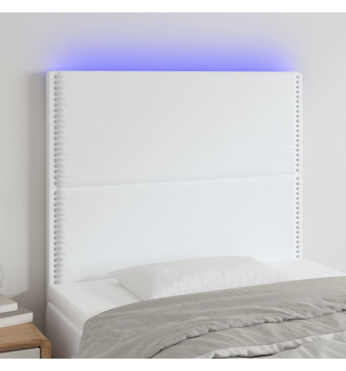 Tête de lit à LED Blanc 80x5x118/128 cm Similicuir | Mobilier & Déco