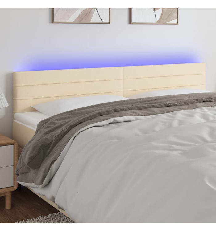 Tête de lit à LED Crème 160x5x78/88 cm Tissu | Mobilier & Déco
