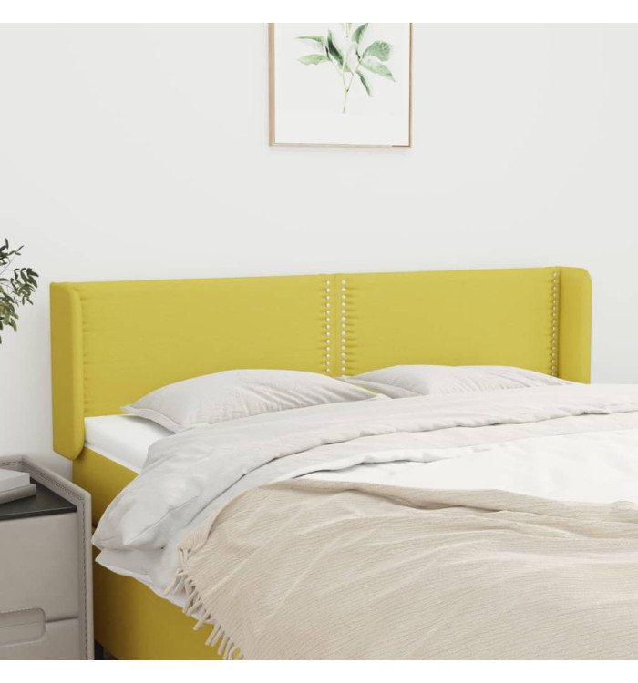 Tête de lit avec oreilles Vert 147x16x78/88 cm Tissu | Mobilier & Déco