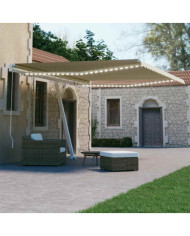 Auvent manuel rétractable avec LED 400x300 cm Crème | Mobilier & Déco