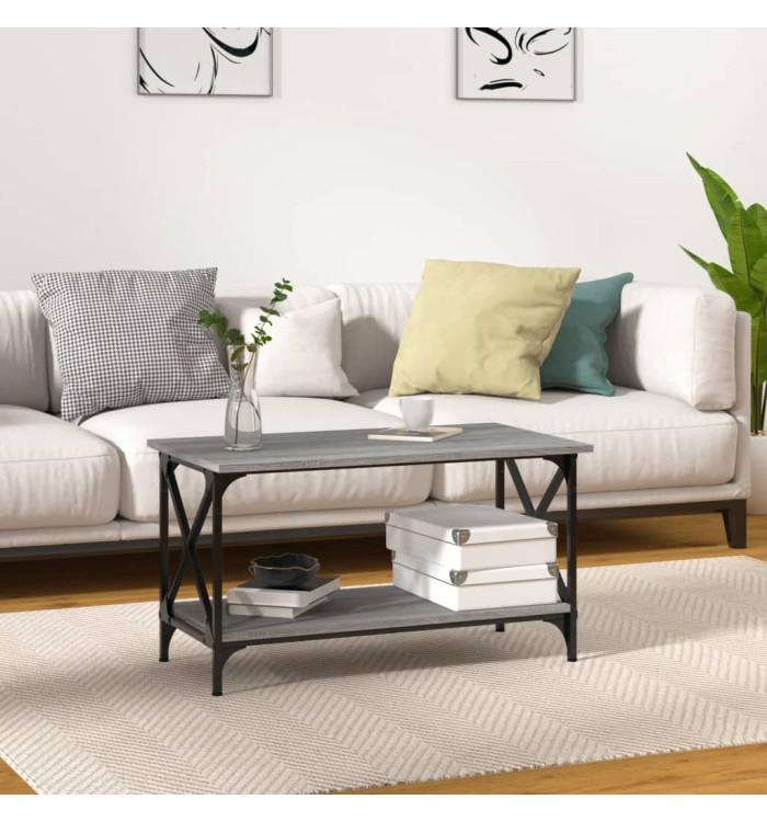 Table basse Sonoma gris 80x45x45 cm Bois d'ingénierie et fer | Mobilier & Déco