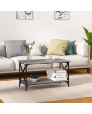 Table basse Sonoma gris 80x45x45 cm Bois d'ingénierie et fer | Mobilier & Déco
