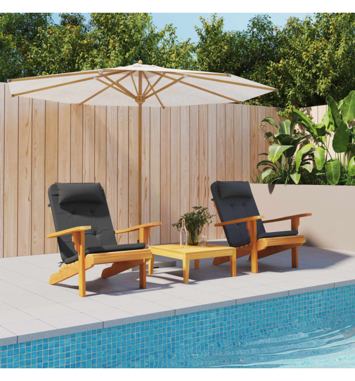 Coussins de chaise adirondack lot de 2 noir tissu oxford | Mobilier & Déco
