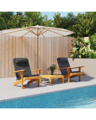 Coussins de chaise adirondack lot de 2 noir tissu oxford | Mobilier & Déco