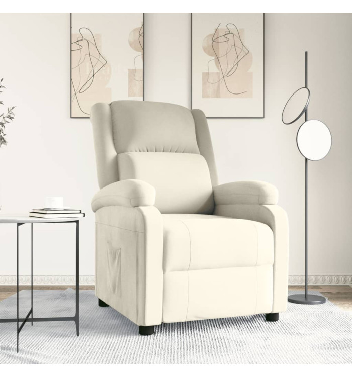 Fauteuil inclinable Crème Velours | Mobilier & Déco