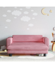 Canapé avec repose-pied pour enfants rose 100x50x30 cm velours | Mobilier & Déco