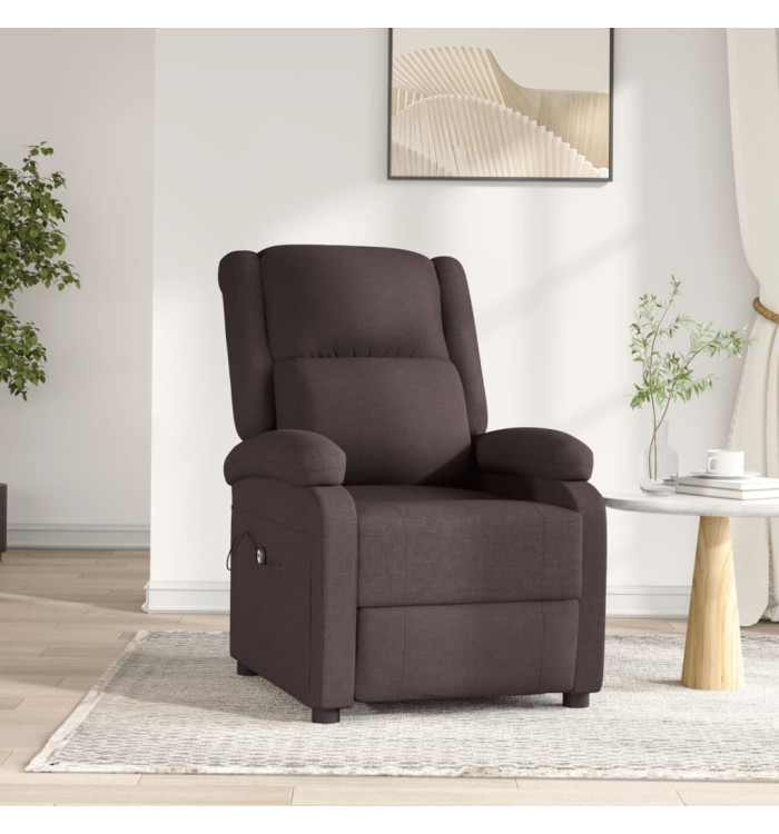 Fauteuil inclinable électrique Marron foncé Tissu | Mobilier & Déco