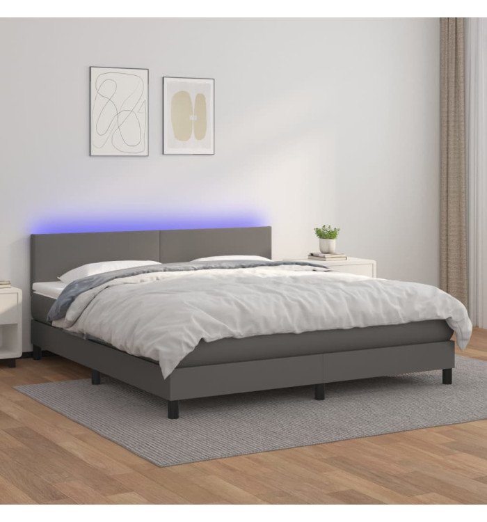 Sommier à lattes de lit avec matelas et LED Gris 180x200 cm | Mobilier & Déco