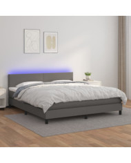 Sommier à lattes de lit avec matelas et LED Gris 180x200 cm | Mobilier & Déco
