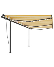 Auvent automatique capteur de vent/LED 6x3 m Jaune et blanc | Mobilier & Déco