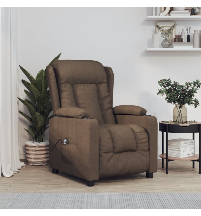 Fauteuil inclinable électrique Marron Tissu | Mobilier & Déco