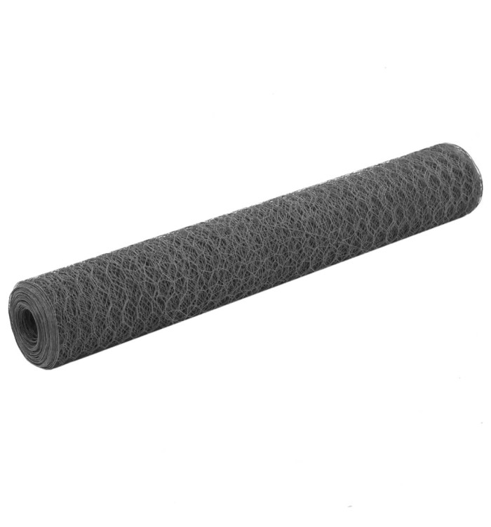 Grillage Acier et revêtement en PVC 25 x 1 m Gris | Mobilier & Déco