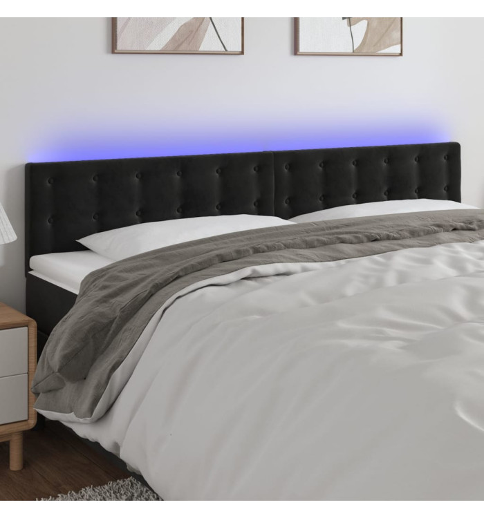 Tête de lit à LED Noir 160x5x78/88 cm Velours | Mobilier & Déco