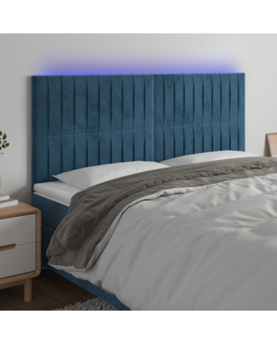 Tête de lit à LED Bleu foncé 160x5x118/128 cm Velours | Mobilier & Déco