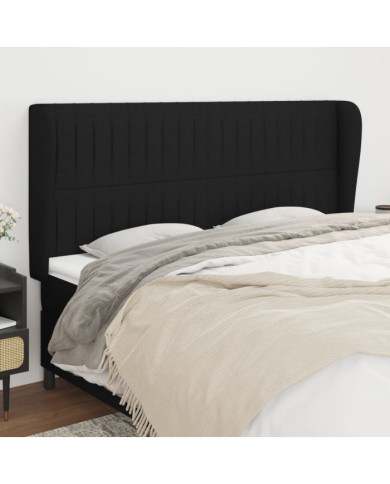 Tête de lit avec oreilles Noir 183x23x118/128 cm Tissu | Mobilier & Déco