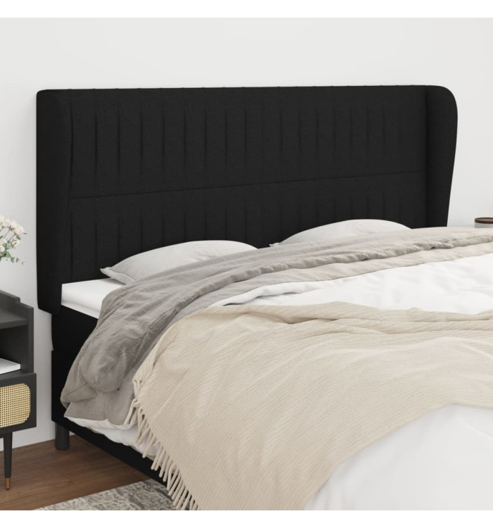 Tête de lit avec oreilles Noir 183x23x118/128 cm Tissu | Mobilier & Déco