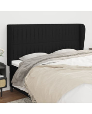 Tête de lit avec oreilles Noir 183x23x118/128 cm Tissu | Mobilier & Déco