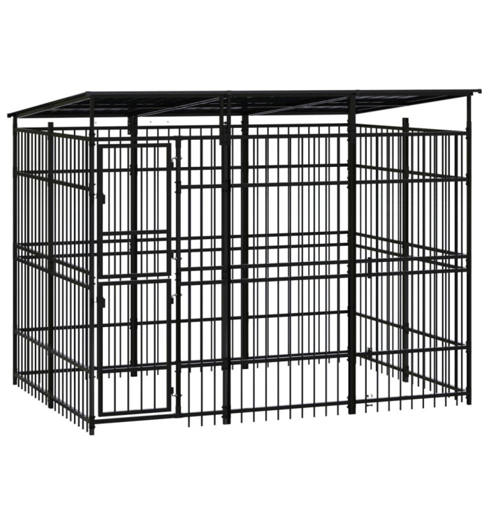 Chenil d'extérieur avec toit pour chiens Acier 5,53 m² | Mobilier & Déco