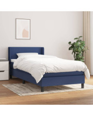 Sommier à lattes de lit avec matelas Bleu 90x190 cm Tissu | Mobilier & Déco