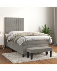 Sommier à lattes de lit et matelas Gris clair 80x200 cm Velours | Mobilier & Déco