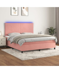 Sommier à lattes de lit et matelas LED Rose 160x200 cm Velours | Mobilier & Déco