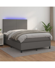Sommier à lattes de lit avec matelas et LED Gris 140x200 cm | Mobilier & Déco