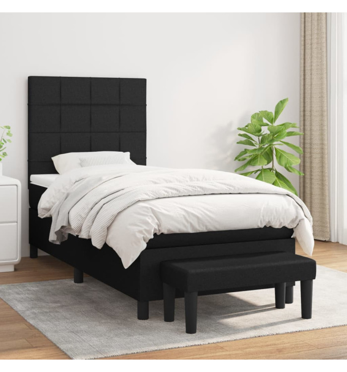 Sommier à lattes de lit et matelas Noir 80x200 cm Tissu | Mobilier & Déco