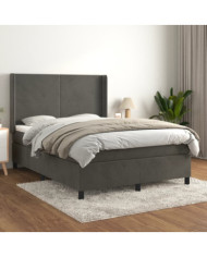 Sommier à lattes de lit et matelas Gris foncé 140x190cm Velours | Mobilier & Déco