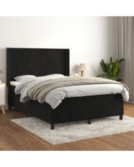 Sommier à lattes de lit avec matelas Noir 140x200 cm Velours | Mobilier & Déco