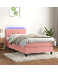 Sommier à lattes de lit avec matelas et LED Rose 90x190 cm | Mobilier & Déco