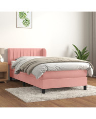 Sommier à lattes de lit avec matelas Rose 90x190 cm Velours | Mobilier & Déco