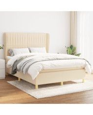 Sommier à lattes de lit avec matelas Crème 140x200 cm Tissu | Mobilier & Déco