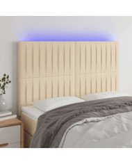Tête de lit à LED Crème 144x5x118/128 cm Tissu | Mobilier & Déco