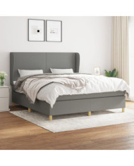 Sommier à lattes de lit avec matelas Gris foncé 160x200cm Tissu | Mobilier & Déco