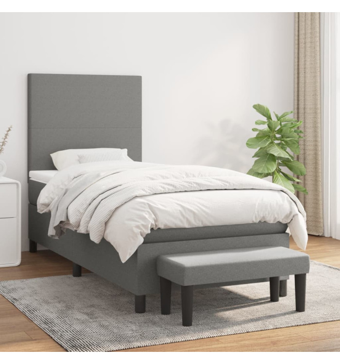 Sommier à lattes de lit avec matelas Gris foncé 80x200 cm Tissu | Mobilier & Déco