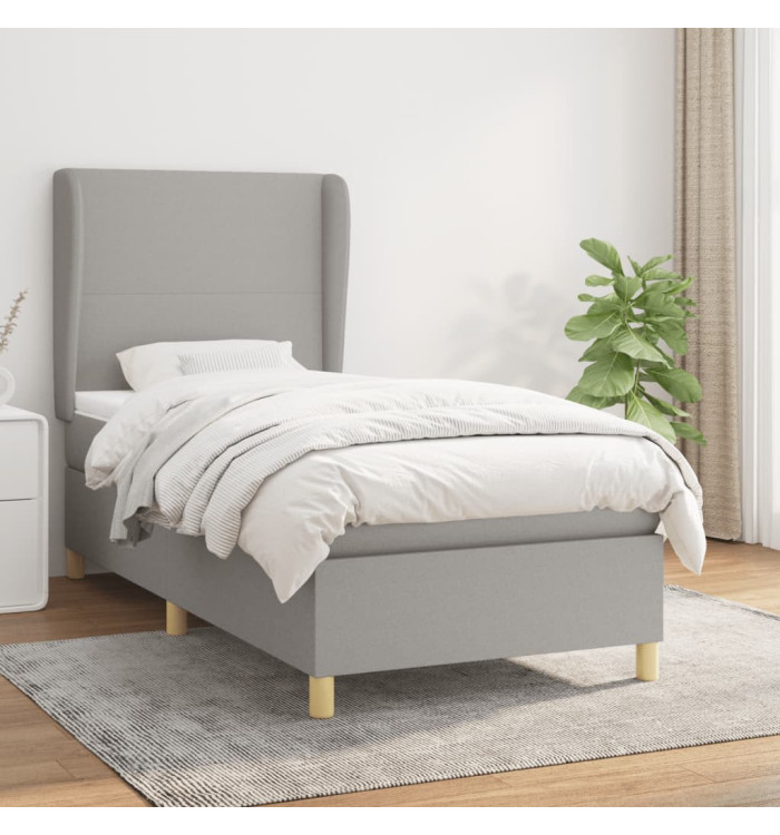 Sommier à lattes de lit avec matelas Gris clair 80x200 cm Tissu | Mobilier & Déco