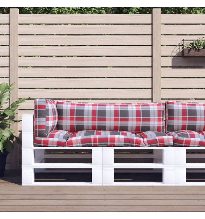 Coussins de palette 3 pcs carreaux rouges tissu | Mobilier & Déco