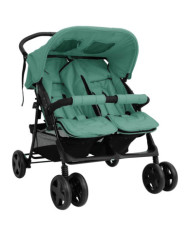 Poussette à deux places Vert Acier | Mobilier & Déco