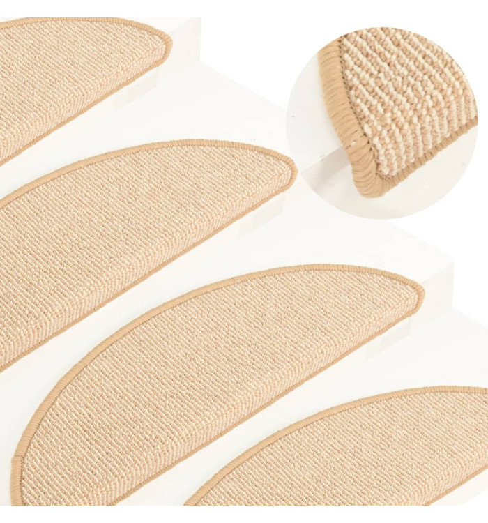 Tapis de marches d'escalier 15 pcs Crème 65x21x4 cm | Mobilier & Déco