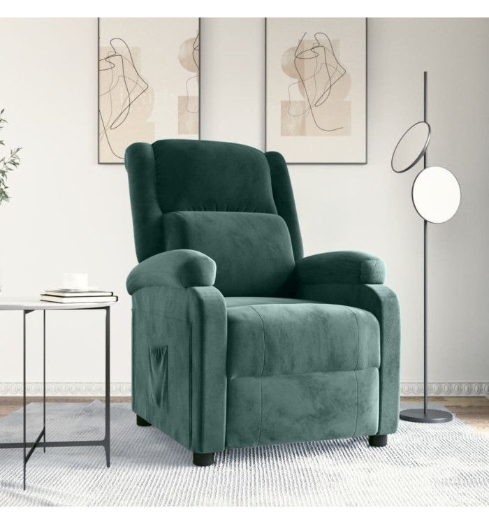 Fauteuil inclinable vert foncé velours | Mobilier & Déco