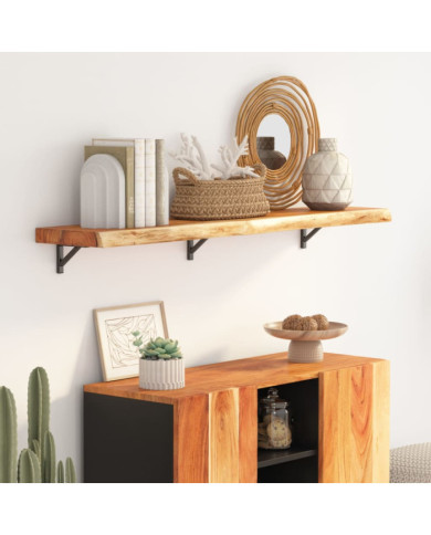 Étagère murale rectangulaire massif acacia bordure assortie | Mobilier & Déco