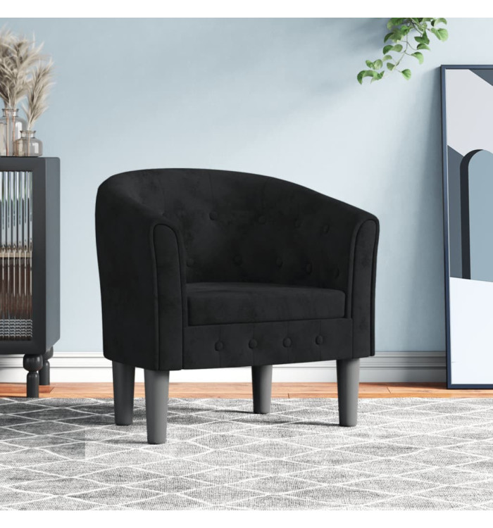 Chaise cabriolet noir velours | Mobilier & Déco