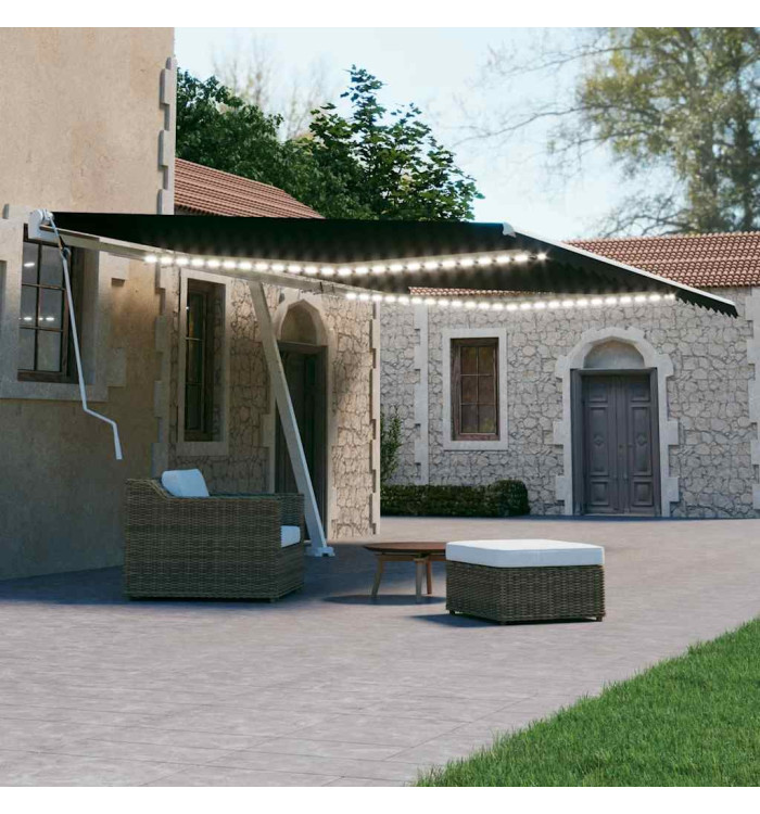 Auvent manuel rétractable avec LED 600x300 cm Anthracite | Mobilier & Déco