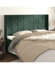 Tête de lit avec oreilles Vert foncé 163x16x118/128 cm Velours | Mobilier & Déco