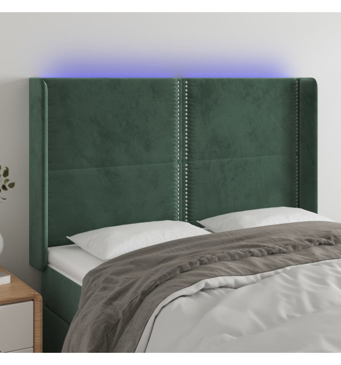Tête de lit à LED Vert foncé 147x16x118/128 cm Velours | Mobilier & Déco