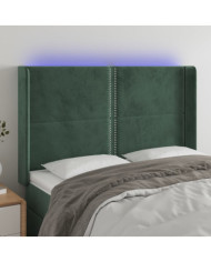 Tête de lit à LED Vert foncé 147x16x118/128 cm Velours | Mobilier & Déco