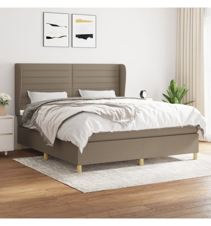 Sommier à lattes de lit avec matelas Taupe 180x200 cm Tissu | Mobilier & Déco