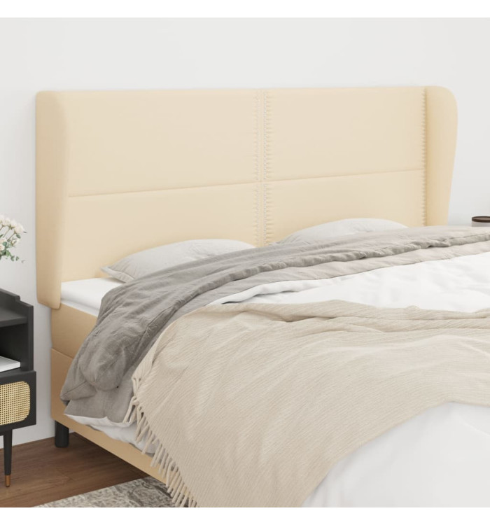 Tête de lit avec oreilles Crème 163x23x118/128 cm Tissu | Mobilier & Déco