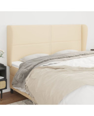 Tête de lit avec oreilles Crème 163x23x118/128 cm Tissu | Mobilier & Déco